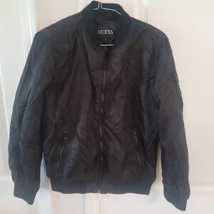 Guess Men’s Black Bomber Jacket Elastic Waist & Cuffs Bomber Style Size Small